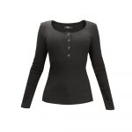 Blusa Colcci Slim Canelada Decote Em U Preta