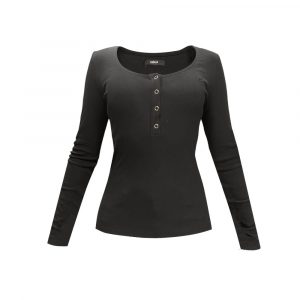 Blusa Colcci Slim Canelada Decote Em U Preta
