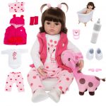 Boneca Reborn Bebê Girafinha Luxo Original Realista de Silicone Menina Pode Dar Banho Envio Imediato