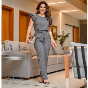 Conjunto Feminino Casual Sofisticado De Blusa Calça em Linho De Algodão Cores Verão 2023 Roupa Feminina Festa Uniforme Barata Promoção Oferta Exclusiva