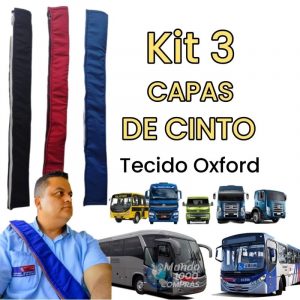 kit 3 capas de cinto de segurança 75cm para ônibus e caminhão acessório automotivo com ZIPER