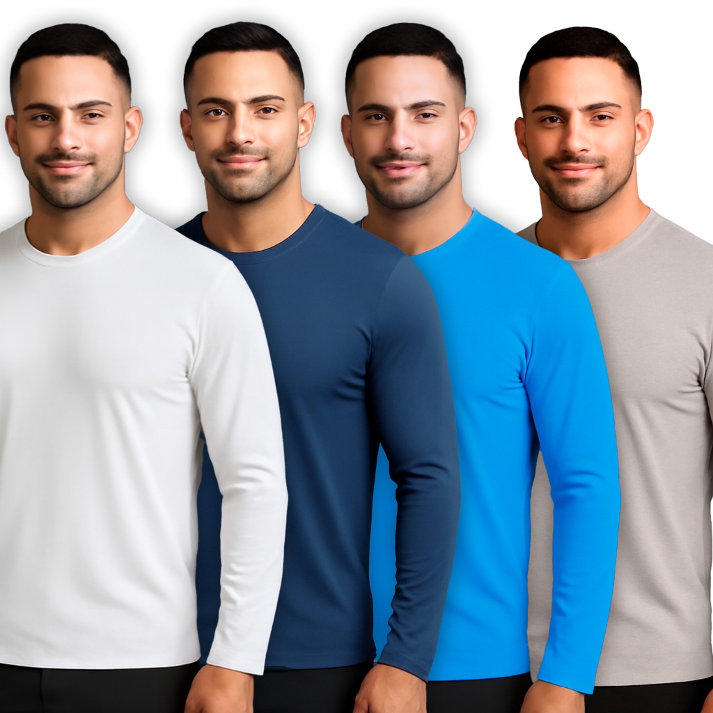 Kit 4 camisetas masculinas básica dryfit manga longa academia treino trabalho lazer praia