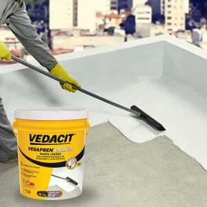 Manta Líquida Acrílica Impermeabilizante 18KG Vedacit Vedapren Branco Balde Cobertura Laje Parede Casa Prédio Estruturas